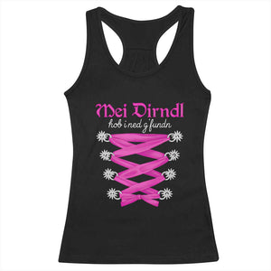 Funny Oktoberfest Corset in Pink Racerback Tank Top I Have Not Found My Dirndl TS02 Black Print Your Wear