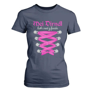 Funny Oktoberfest Corset in Pink T Shirt For Women I Have Not Found My Dirndl TS02 Navy Print Your Wear
