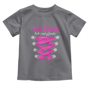 Funny Oktoberfest Corset in Pink Toddler T Shirt I Have Not Found My Dirndl TS02 Charcoal Print Your Wear