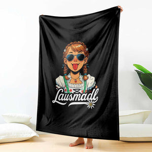 Funny Lausmadl Oktoberfest Throw Blanket Bavarian Girl with Braids Sunnies and Sass TS02 Print Your Wear