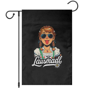 Funny Lausmadl Oktoberfest Garden Flag Bavarian Girl with Braids Sunnies and Sass TS02 Black Print Your Wear