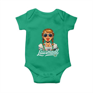 Funny Lausmadl Oktoberfest Baby Onesie Bavarian Girl with Braids Sunnies and Sass TS02 Irish Green Print Your Wear