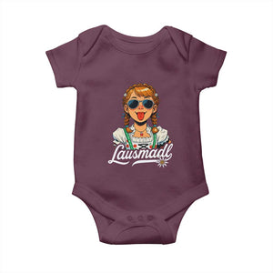 Funny Lausmadl Oktoberfest Baby Onesie Bavarian Girl with Braids Sunnies and Sass TS02 Maroon Print Your Wear