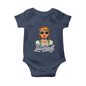 Funny Lausmadl Oktoberfest Baby Onesie Bavarian Girl with Braids Sunnies and Sass TS02 Navy Print Your Wear