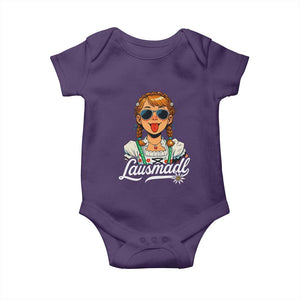 Funny Lausmadl Oktoberfest Baby Onesie Bavarian Girl with Braids Sunnies and Sass TS02 Purple Print Your Wear