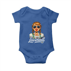 Funny Lausmadl Oktoberfest Baby Onesie Bavarian Girl with Braids Sunnies and Sass TS02 Royal Blue Print Your Wear