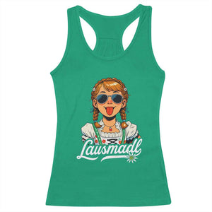 Funny Lausmadl Oktoberfest Racerback Tank Top Bavarian Girl with Braids Sunnies and Sass TS02 Irish Green Print Your Wear