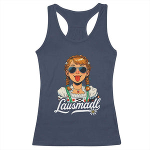 Funny Lausmadl Oktoberfest Racerback Tank Top Bavarian Girl with Braids Sunnies and Sass TS02 Navy Print Your Wear
