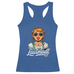 Funny Lausmadl Oktoberfest Racerback Tank Top Bavarian Girl with Braids Sunnies and Sass TS02 Royal Blue Print Your Wear