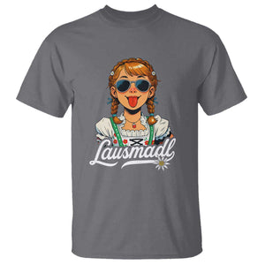 Funny Lausmadl Oktoberfest T Shirt Bavarian Girl with Braids Sunnies and Sass TS02 Charcoal Print Your Wear