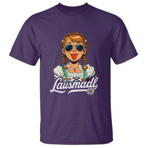 Funny Lausmadl Oktoberfest T Shirt Bavarian Girl with Braids Sunnies and Sass TS02 Purple Print Your Wear