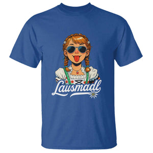 Funny Lausmadl Oktoberfest T Shirt Bavarian Girl with Braids Sunnies and Sass TS02 Royal Blue Print Your Wear