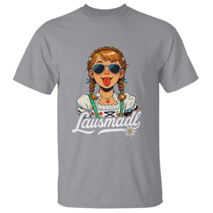 Funny Lausmadl Oktoberfest T Shirt Bavarian Girl with Braids Sunnies and Sass TS02 Sport Gray Print Your Wear
