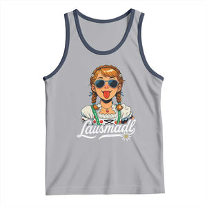 Funny Lausmadl Oktoberfest Tank Top Bavarian Girl with Braids Sunnies and Sass TS02 Athletic Heather Navy Print Your Wear