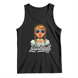 Funny Lausmadl Oktoberfest Tank Top Bavarian Girl with Braids Sunnies and Sass TS02 Black Print Your Wear