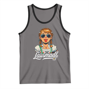 Funny Lausmadl Oktoberfest Tank Top Bavarian Girl with Braids Sunnies and Sass TS02 Deep Heather Black Print Your Wear