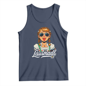 Funny Lausmadl Oktoberfest Tank Top Bavarian Girl with Braids Sunnies and Sass TS02 Navy Print Your Wear