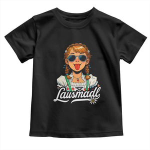 Funny Lausmadl Oktoberfest Toddler T Shirt Bavarian Girl with Braids Sunnies and Sass TS02 Black Print Your Wear