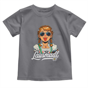 Funny Lausmadl Oktoberfest Toddler T Shirt Bavarian Girl with Braids Sunnies and Sass TS02 Charcoal Print Your Wear