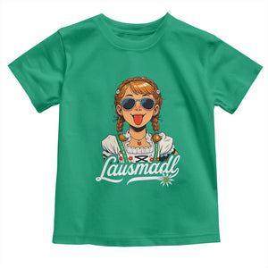 Funny Lausmadl Oktoberfest Toddler T Shirt Bavarian Girl with Braids Sunnies and Sass TS02 Irish Green Print Your Wear