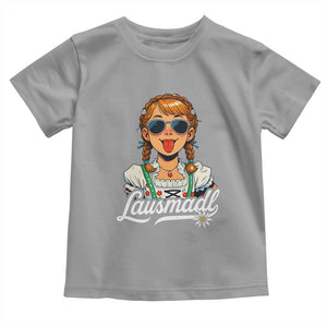 Funny Lausmadl Oktoberfest Toddler T Shirt Bavarian Girl with Braids Sunnies and Sass TS02 Sport Gray Print Your Wear