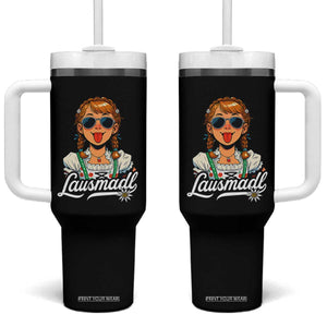 Funny Lausmadl Oktoberfest Tumbler With Handle Bavarian Girl with Braids Sunnies and Sass TS02 One Size: 40 oz Black Print Your Wear