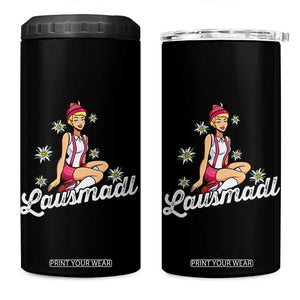 Bavarian Pin Up Girl Lausmadl 4 in 1 Can Cooler Tumbler Oktoberfest Edelweiss Flowers TS02 One Size: 16 oz Black Print Your Wear