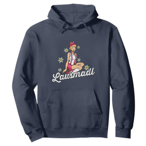 Bavarian Pin Up Girl Lausmadl Hoodie Oktoberfest Edelweiss Flowers TS02 Navy Print Your Wear