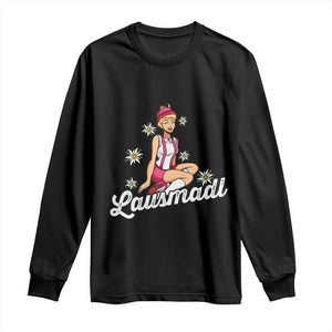 Bavarian Pin Up Girl Lausmadl Long Sleeve Shirt Oktoberfest Edelweiss Flowers TS02 Black Print Your Wear