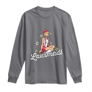 Bavarian Pin Up Girl Lausmadl Long Sleeve Shirt Oktoberfest Edelweiss Flowers TS02 Charcoal Print Your Wear