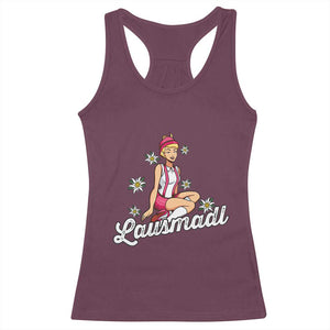 Bavarian Pin Up Girl Lausmadl Racerback Tank Top Oktoberfest Edelweiss Flowers TS02 Maroon Print Your Wear