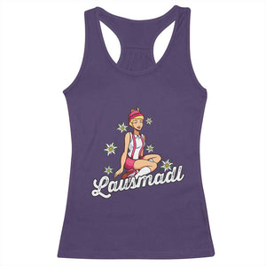 Bavarian Pin Up Girl Lausmadl Racerback Tank Top Oktoberfest Edelweiss Flowers TS02 Purple Print Your Wear