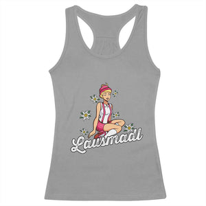 Bavarian Pin Up Girl Lausmadl Racerback Tank Top Oktoberfest Edelweiss Flowers TS02 Sport Gray Print Your Wear