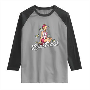 Bavarian Pin Up Girl Lausmadl Raglan Shirt Oktoberfest Edelweiss Flowers TS02 Sport Gray Black Print Your Wear