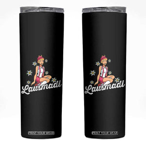 Bavarian Pin Up Girl Lausmadl Skinny Tumbler Oktoberfest Edelweiss Flowers TS02 Black Print Your Wear