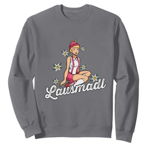Bavarian Pin Up Girl Lausmadl Sweatshirt Oktoberfest Edelweiss Flowers TS02 Charcoal Print Your Wear