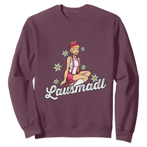 Bavarian Pin Up Girl Lausmadl Sweatshirt Oktoberfest Edelweiss Flowers TS02 Maroon Print Your Wear