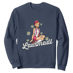 Bavarian Pin Up Girl Lausmadl Sweatshirt Oktoberfest Edelweiss Flowers TS02 Navy Print Your Wear