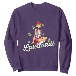 Bavarian Pin Up Girl Lausmadl Sweatshirt Oktoberfest Edelweiss Flowers TS02 Purple Print Your Wear