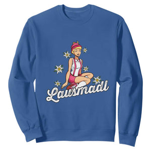 Bavarian Pin Up Girl Lausmadl Sweatshirt Oktoberfest Edelweiss Flowers TS02 Royal Blue Print Your Wear
