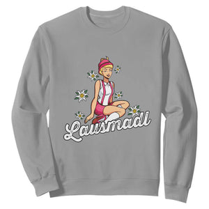 Bavarian Pin Up Girl Lausmadl Sweatshirt Oktoberfest Edelweiss Flowers TS02 Sport Gray Print Your Wear