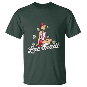 Bavarian Pin Up Girl Lausmadl T Shirt Oktoberfest Edelweiss Flowers TS02 Dark Forest Green Print Your Wear