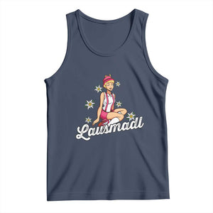 Bavarian Pin Up Girl Lausmadl Tank Top Oktoberfest Edelweiss Flowers TS02 Navy Print Your Wear