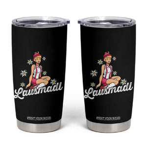 Bavarian Pin Up Girl Lausmadl Tumbler Cup Oktoberfest Edelweiss Flowers TS02 Black Print Your Wear