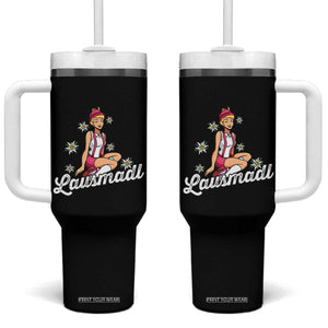 Bavarian Pin Up Girl Lausmadl Tumbler With Handle Oktoberfest Edelweiss Flowers TS02 One Size: 40 oz Black Print Your Wear