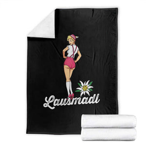 Retro Bavarian Pin Up Girl Lausmadl Throw Blanket Oktoberfest Edelweiss Flower TS02 Black Print Your Wear