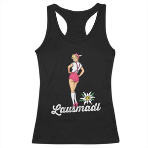 Retro Bavarian Pin Up Girl Lausmadl Racerback Tank Top Oktoberfest Edelweiss Flower TS02 Black Print Your Wear