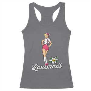 Retro Bavarian Pin Up Girl Lausmadl Racerback Tank Top Oktoberfest Edelweiss Flower TS02 Charcoal Print Your Wear