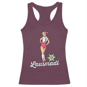 Retro Bavarian Pin Up Girl Lausmadl Racerback Tank Top Oktoberfest Edelweiss Flower TS02 Maroon Print Your Wear