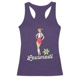 Retro Bavarian Pin Up Girl Lausmadl Racerback Tank Top Oktoberfest Edelweiss Flower TS02 Purple Print Your Wear